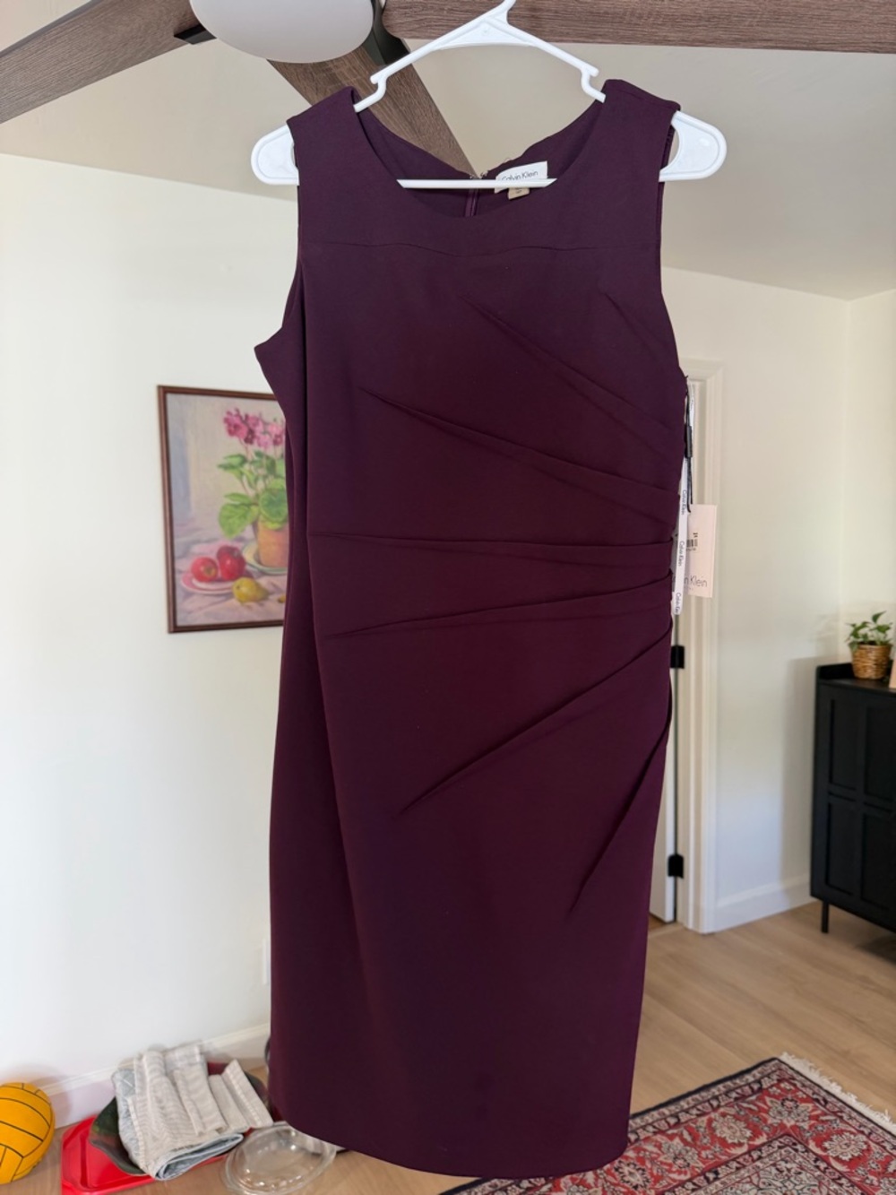 Calvin Klein Burgundy Sheath Dress – Size 12P – New with Tags